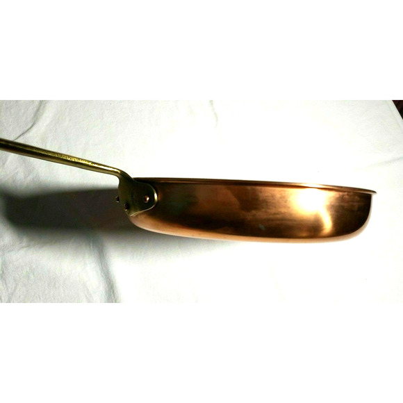Copral Copper Skillet 10 1/4 Long Brass Handle Portugal Gourmet Cottagecore Farm - Picture 4 of 16